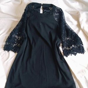 Sheer Sleeve Black Dress